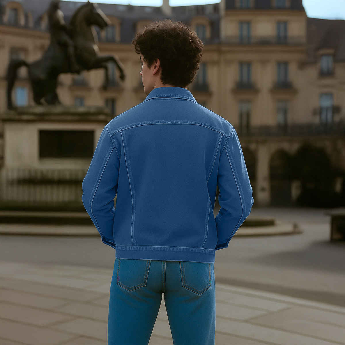 Ftx Men's Solid Regular Fit Full Sleeve Denim Jacket | Blue - L