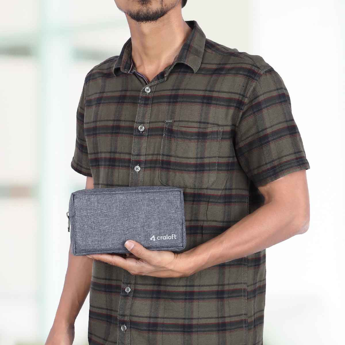 Craloft Polyester Gadget Charger Pouch/Travel Organizer Pouch for Cables/Hard Disk/Charger (Grey)