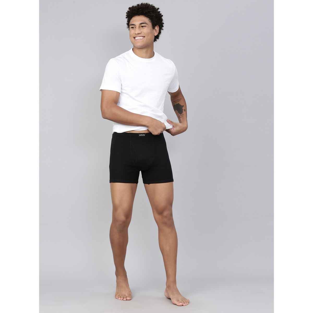 Levi's 010 Men's Comfort Boxer Brief | Contoured Double Pouch | Pack of 2 | Lt. Grey Mel,Black | M