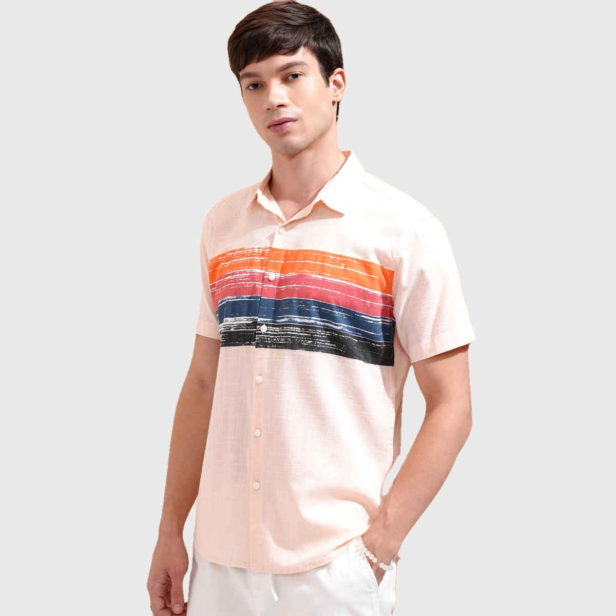 Ketch Men Printed Half Sleeve Slim Fit Shirt | Multicolor | XL