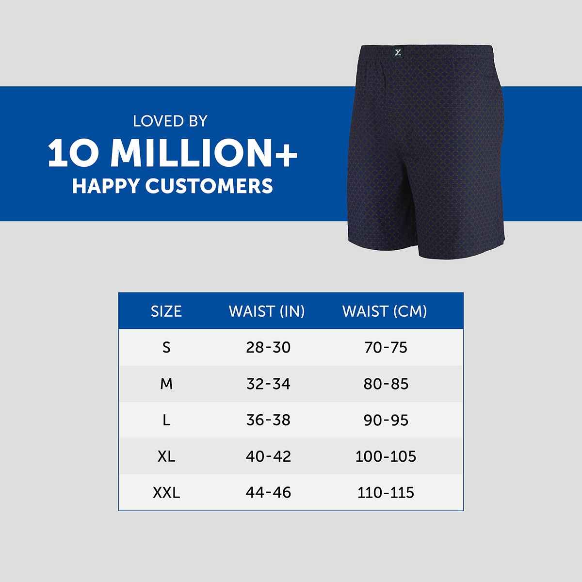 XYXX Men's Cotton Printed Boxer Shorts with Side Pockets, Blue Circle| S