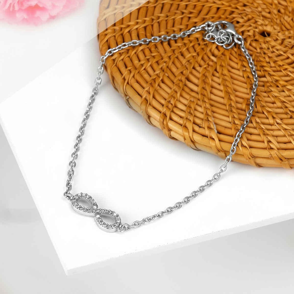 Giva Silver Infinity Zircon Anklet