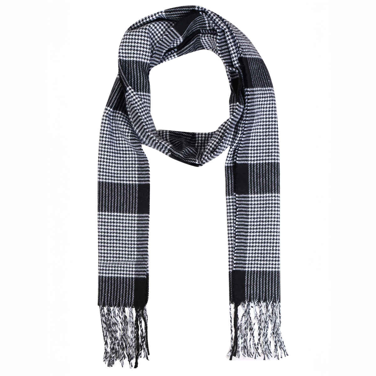 Fabseasons Men's Checkered Acrylic Wool Muffler | White - Free Size