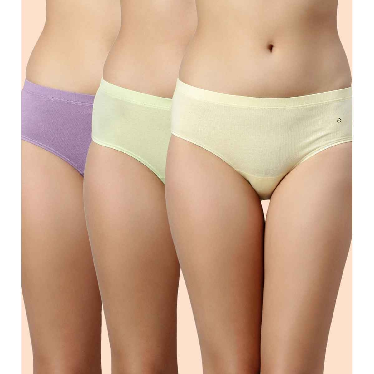 Enamor Women's CR17 Stretch Cotton Hipster Panty | Mid Waist | PO3 | Assorted | XL