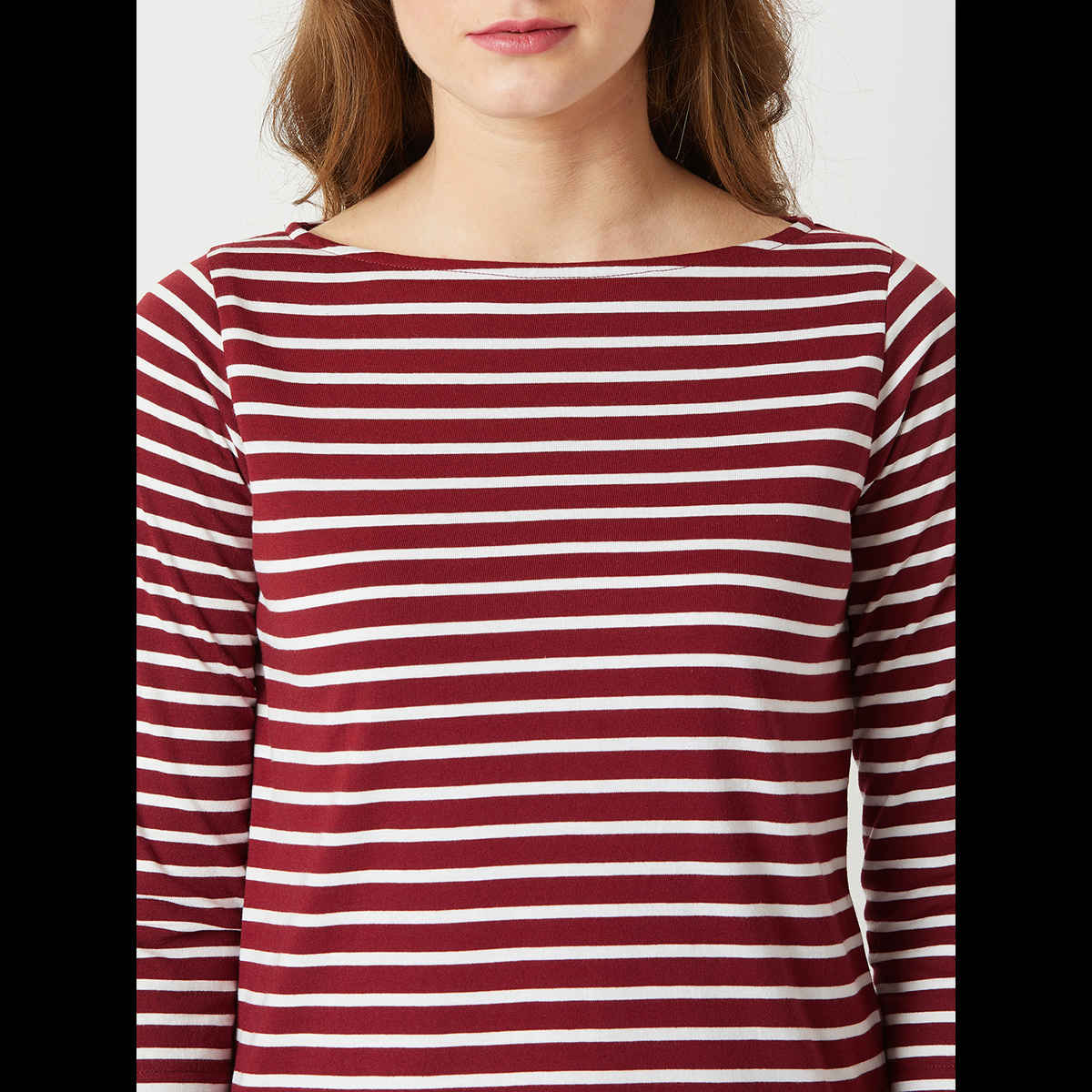 Miss Chase Women's No Matter What Striped Top | Maroon and White | S