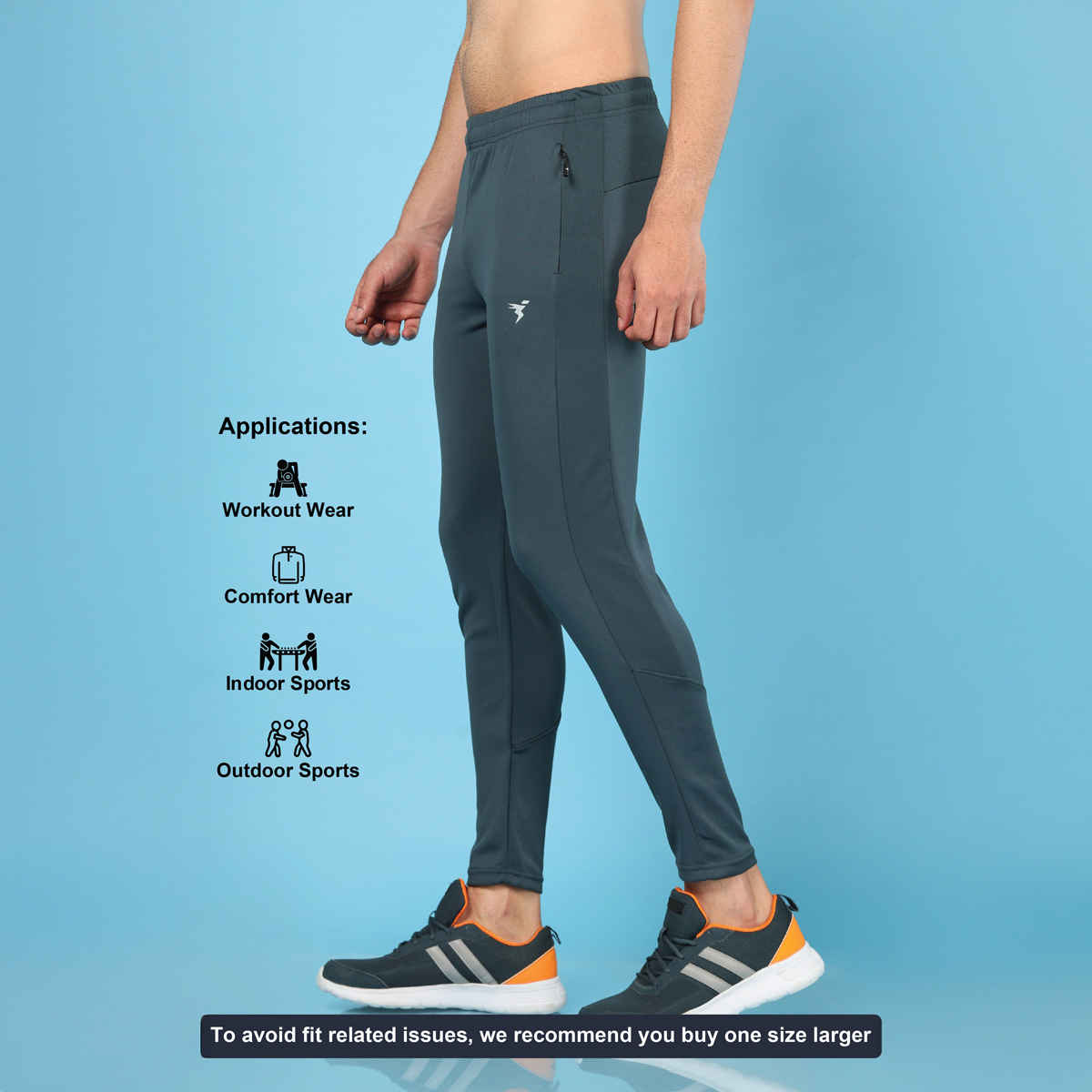 Technosport Men Poly Solid Slim Fit Sports Trackpants with TECHNO DRY | Dark Carbon | XXL