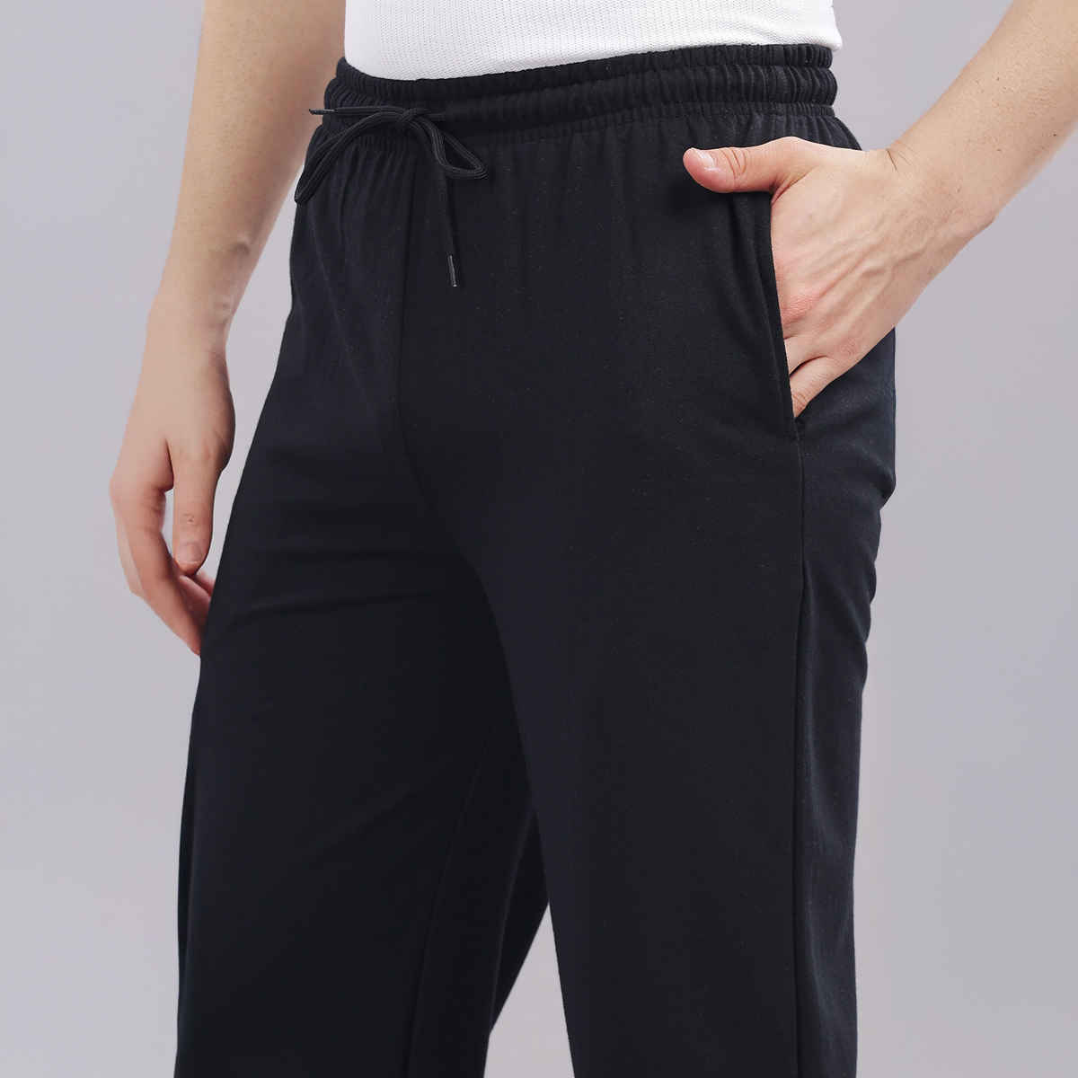 Springman Men's Solid Cotton Rich French Terry Baggy Track Pant | Black - L