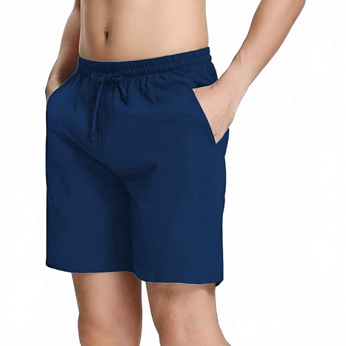 Springman Solid French Terry With Elastic & Drawstring Shorts For Men's | Blue | S