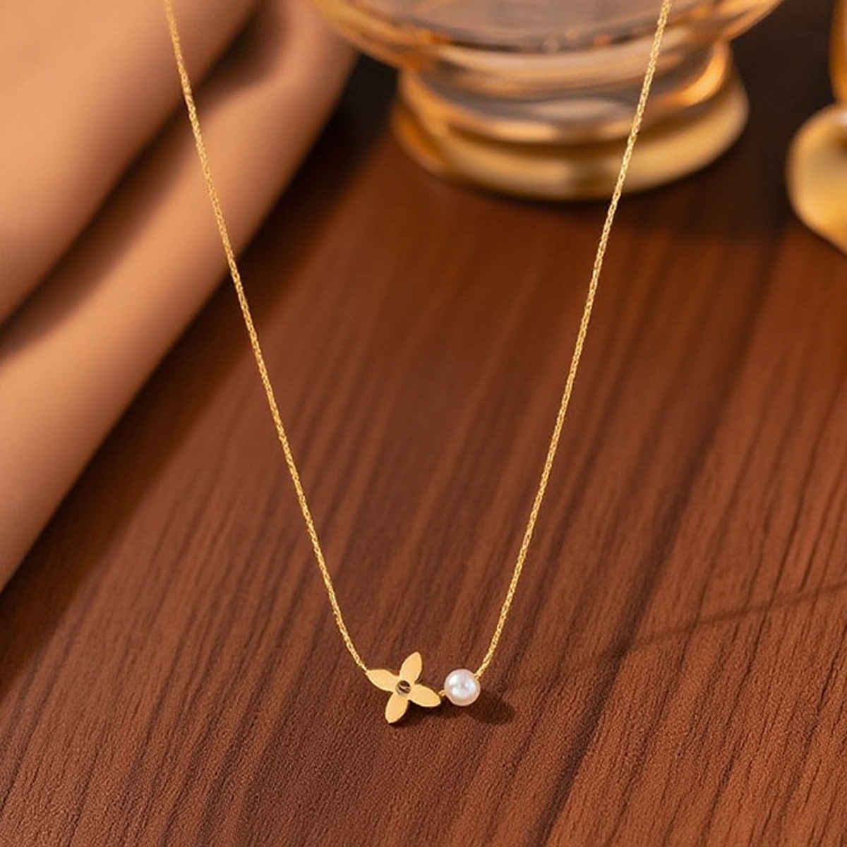 LabelShe Gold Plated Stainless Steel Floral Themed Pendant | LS-PS-26505
