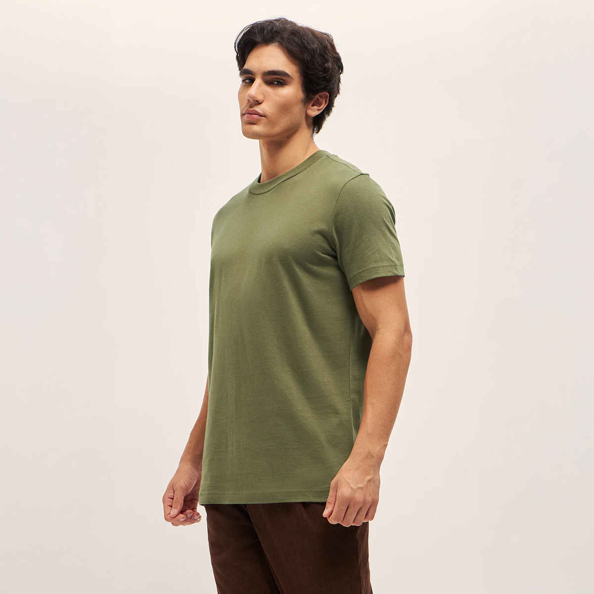 The Bear House Men Relax Fit Solid T-shirt - Poli | Olive | XXL
