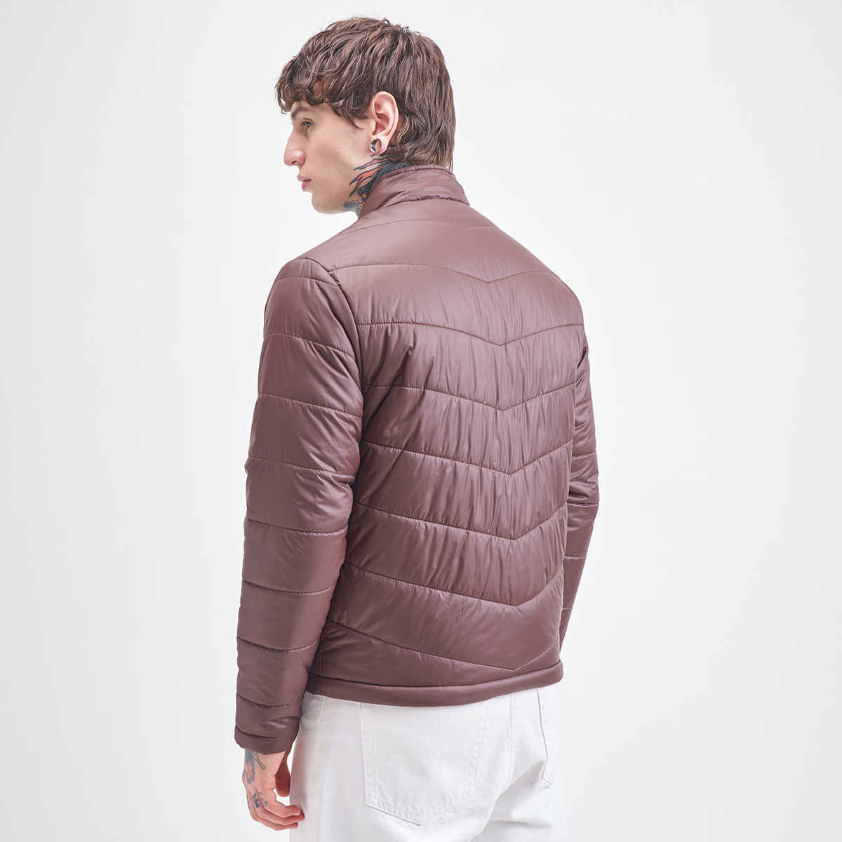 Highlander Men's High Neck Puffer Jacket | Brown - XL