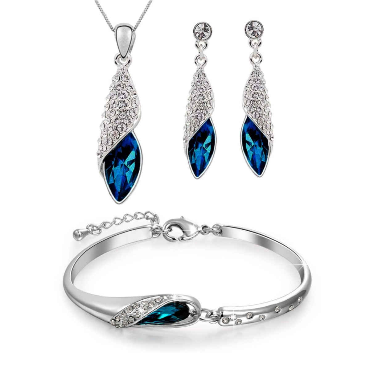 YouBella Combo of Crystal Necklace Set with Earrings & Bracelet for Girls&Women (YBCRS - COMBO - 00023)