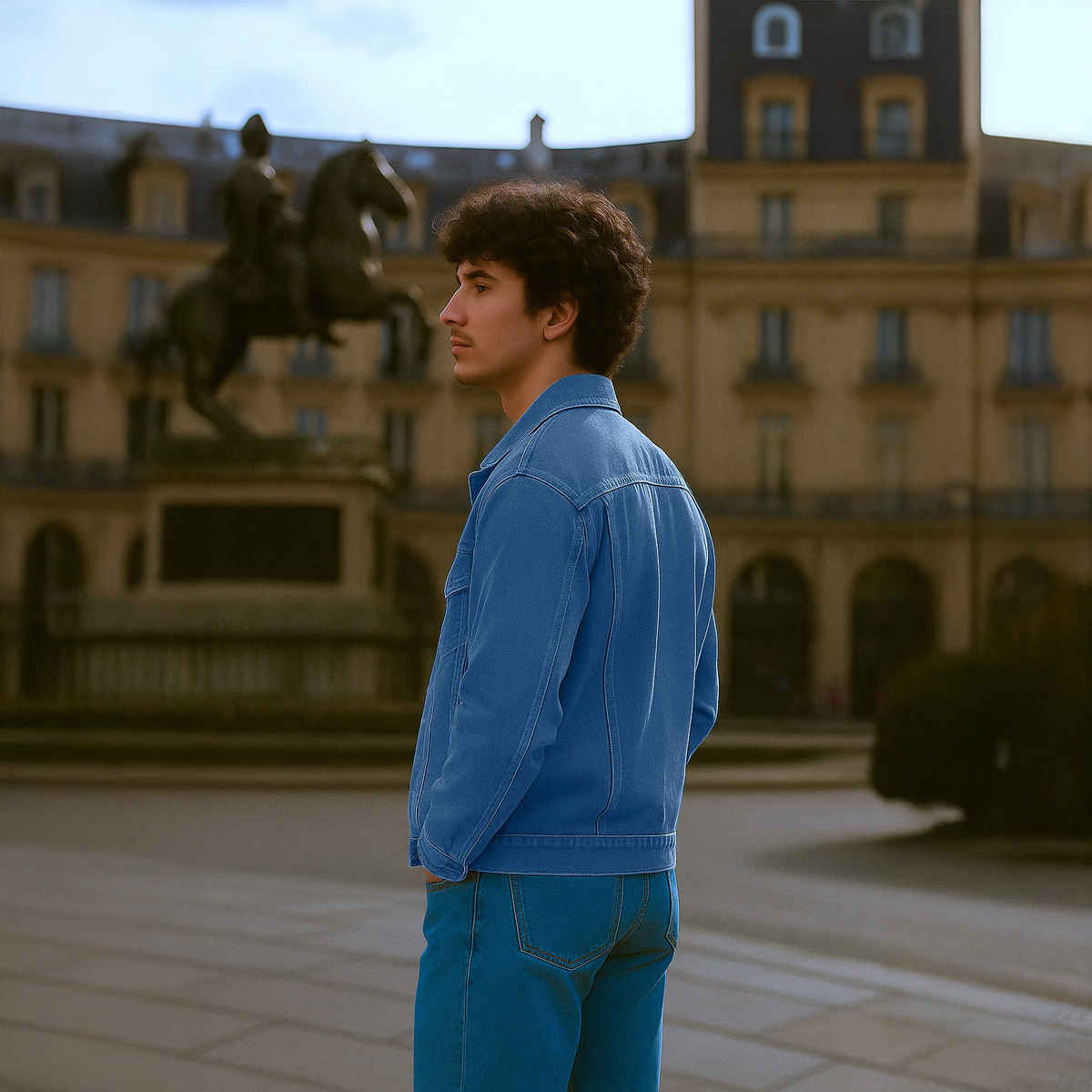 Ftx Men's Solid Regular Fit Full Sleeve Denim Jacket | Blue - L