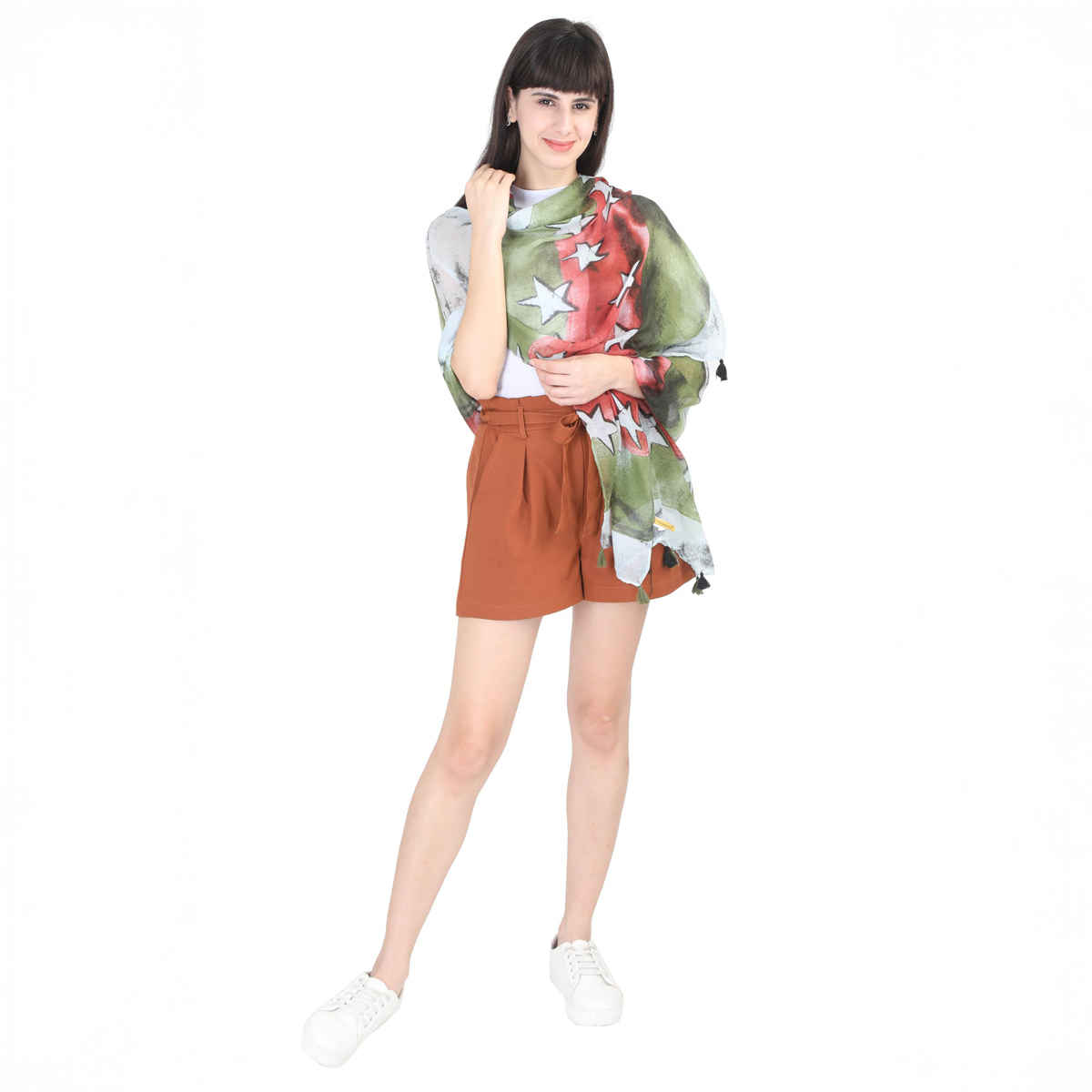 Fabseasons Women's Cotton Scarf | Green - One Size