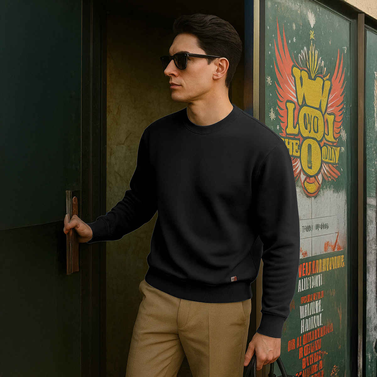 Ftx Men's Solid Regular Fit Full Sleeve Both Side Pocket With Zipper Fleece Sweatshirt | Black - 2XL