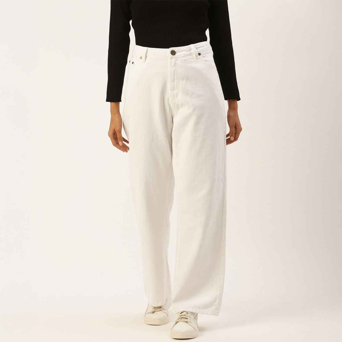 Bene Kleed Women's Straight Denim Trousers | White - 30