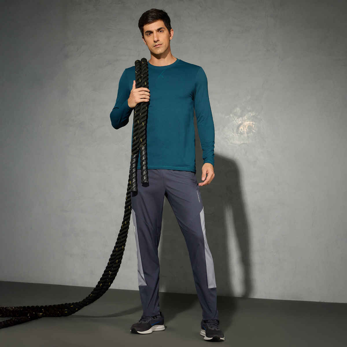 Technosport Men's Poly Solid Slim Fit Round Neck Full Sleeve Sports T-shirt | Gulf Coast - M