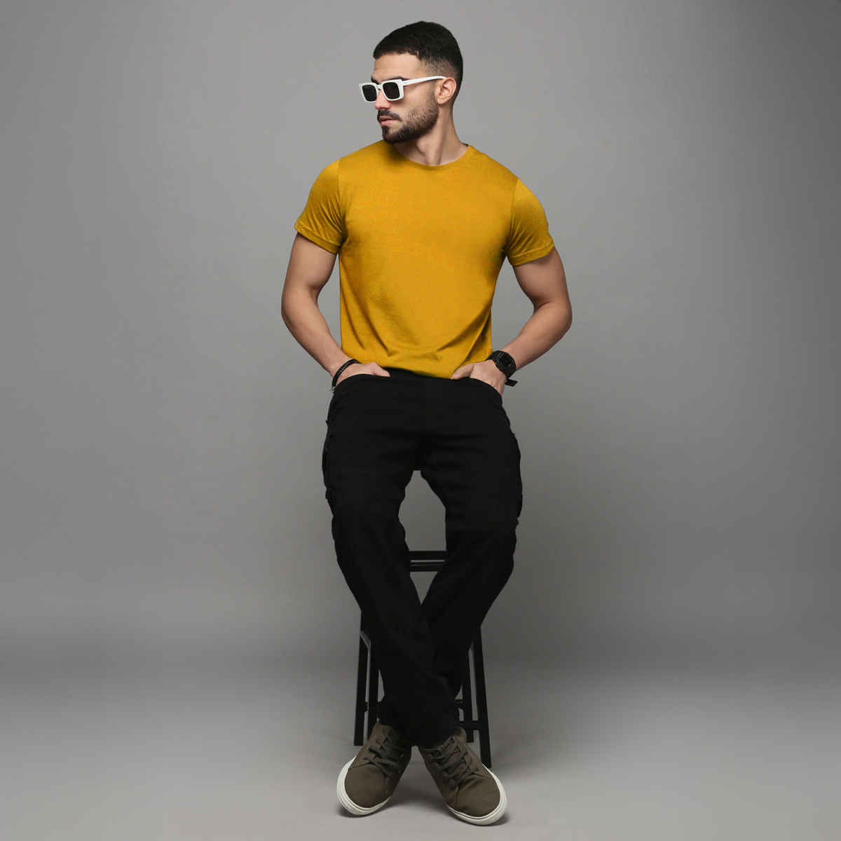 ACTIMAXX Men's Where Comfort Meets Performance Cozi Round Neck T-Shirt | Mustard - XL