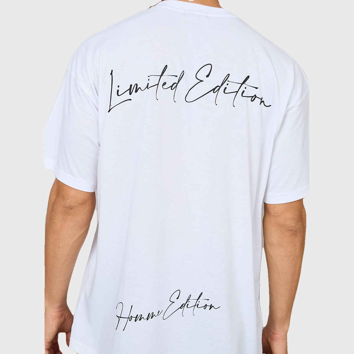Styli Men's Oversized Tee with Back Print | White - M