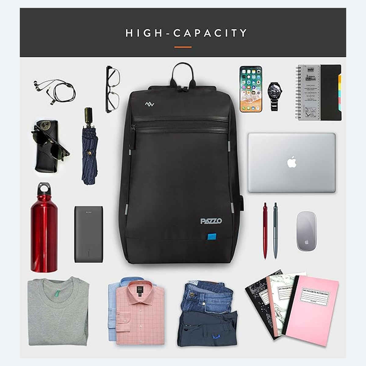 Lunar's Unisex Solid Polyester 25 L Laptop Backpack | Black - 15.6 Inches