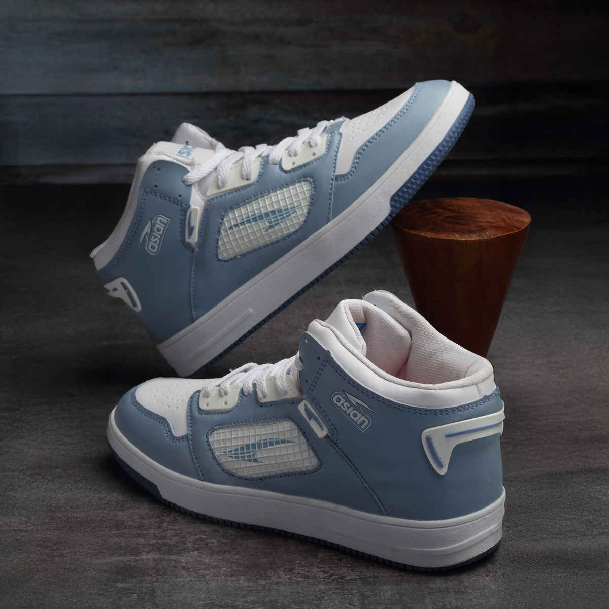 Asian Carnival-01 Hightop Sneakers For Men Slate White | UK-10