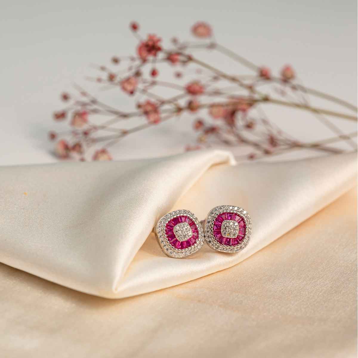 Silverfiire Sterling Silver Red Studs