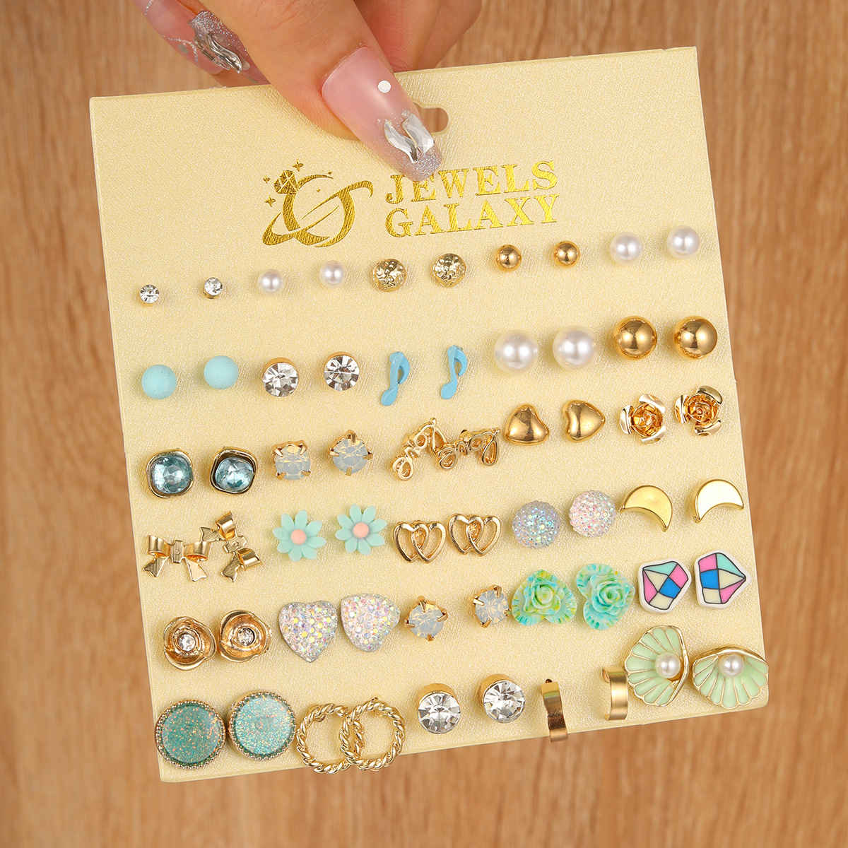 Jewels Galaxy Gold-Plated Contemporary Multicolor Stud Earrings (1 Pack 60 Pieces)