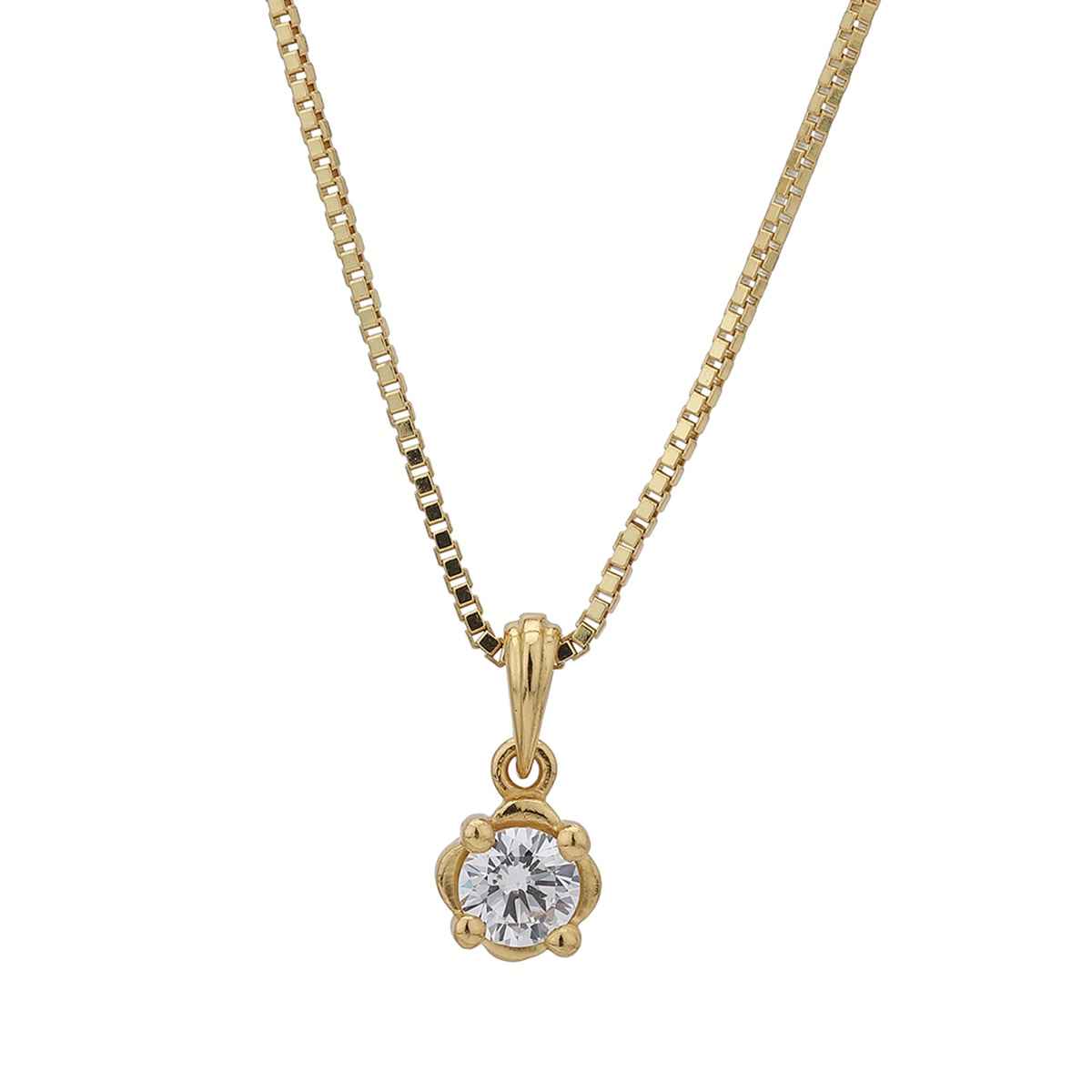 Carlton London 18kt Gold Plated with CZ Pendant and Chain | FJN4017