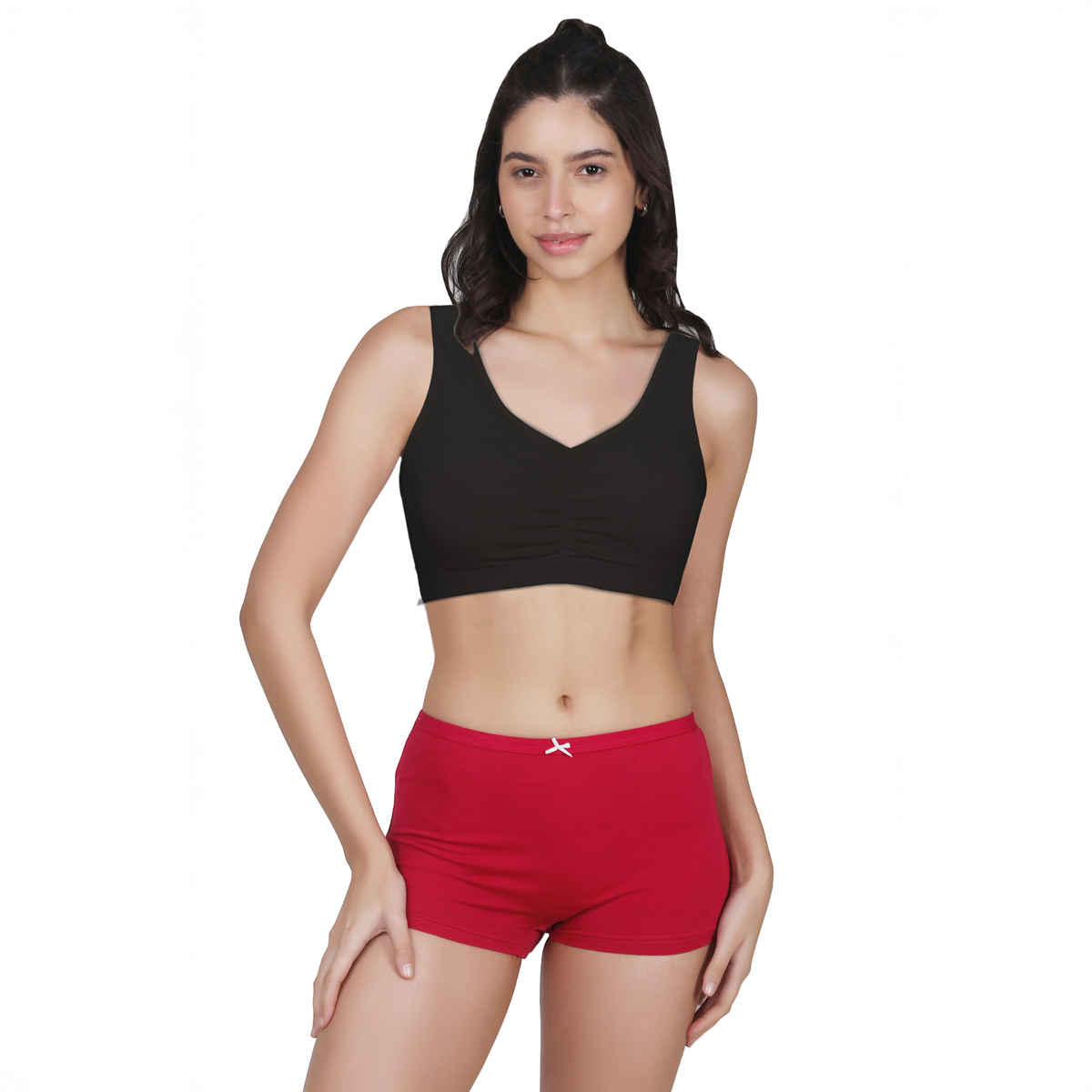 D'Chica Broad Strap Cotton Gym Bra For Women's | Removable Pads | Black | S