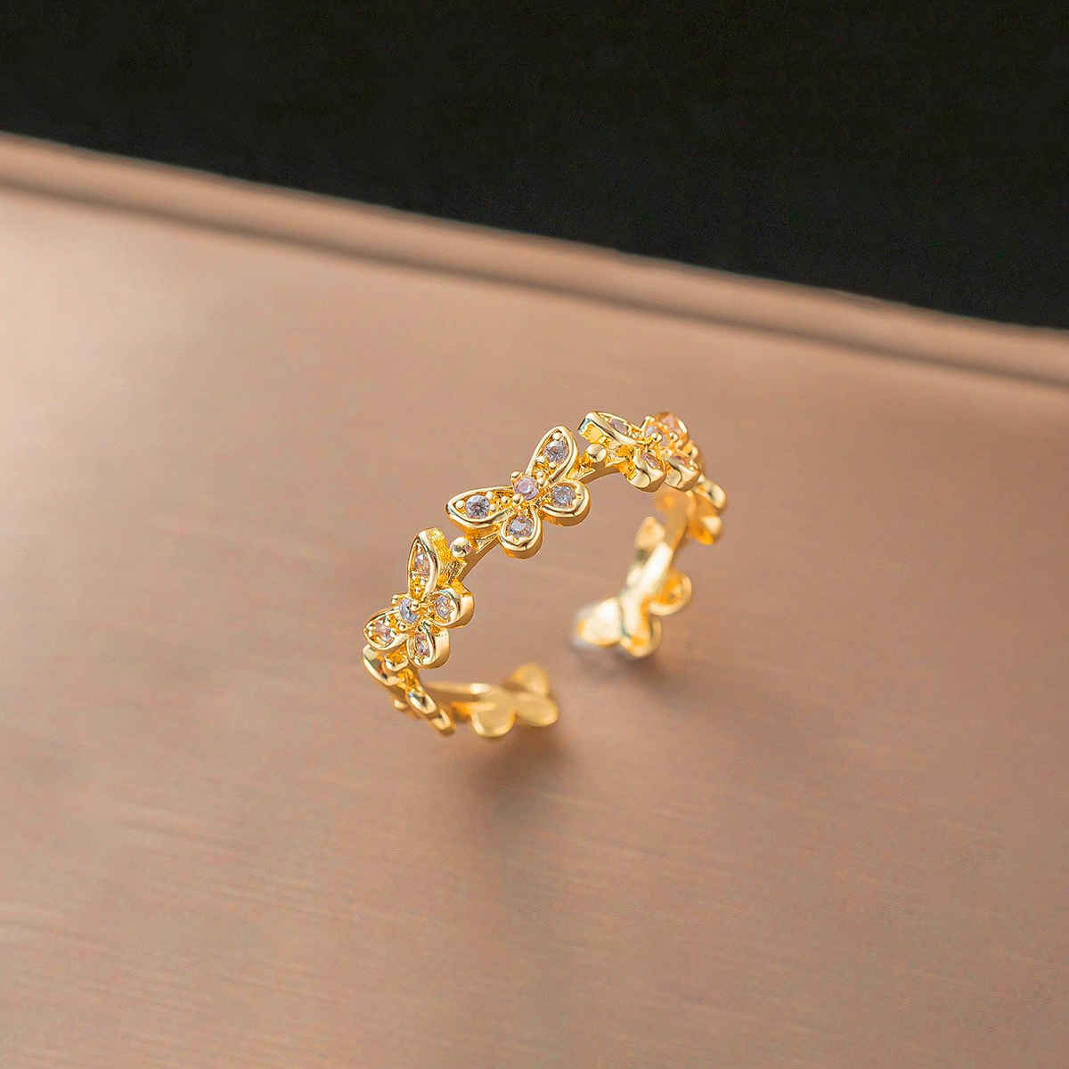 Label She Gold Plated Stainless Steel Butterfly Adjustable Ring | LS-RNG-72178