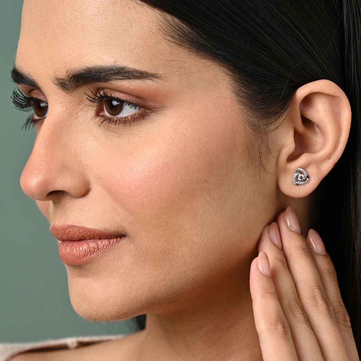 Clara 925 Sterling Silver Bianca Solitaire Stud Earrings | Platinum Plated | Swiss Zirconia