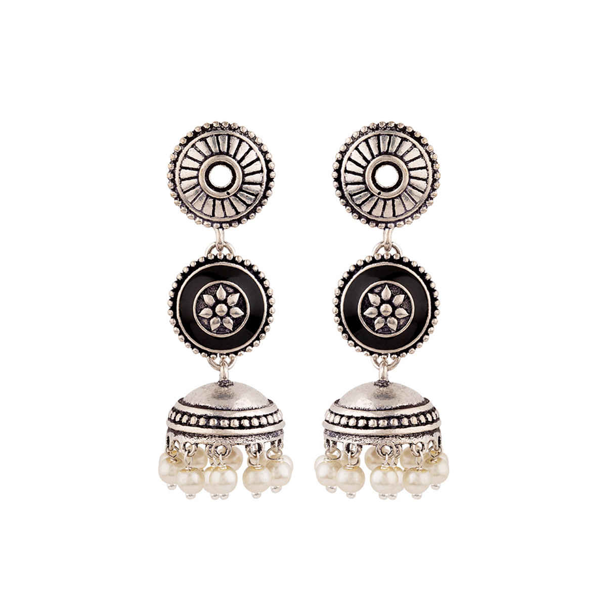 Voylla Rangabati Faux Pearls Layered Earrings