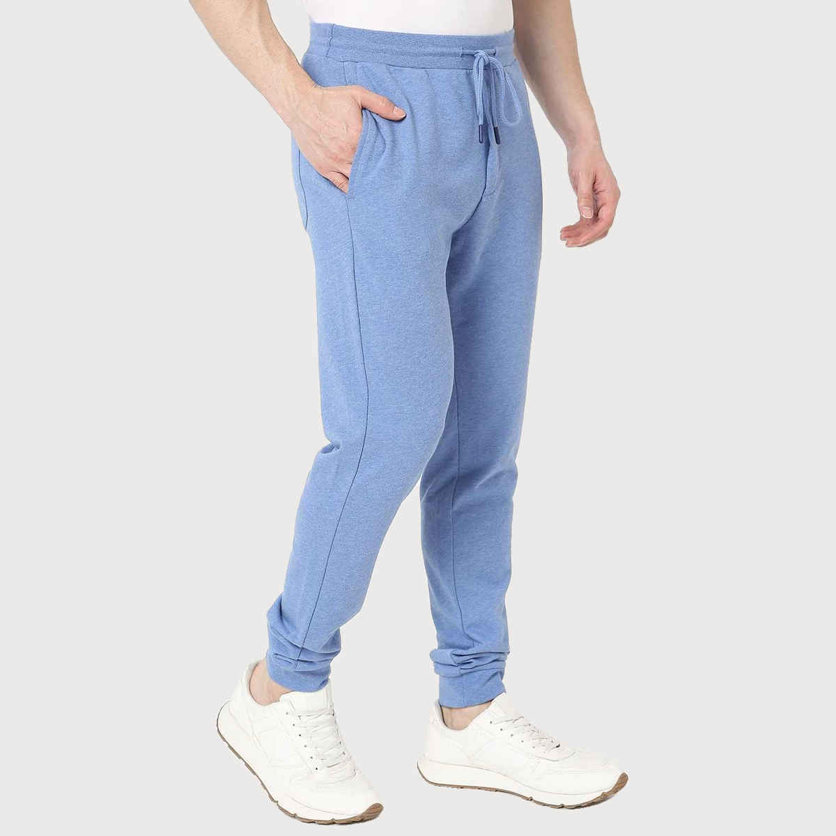 Underjeans by Spykar Men's Pure Cotton Pyjama | Blue Melange - M