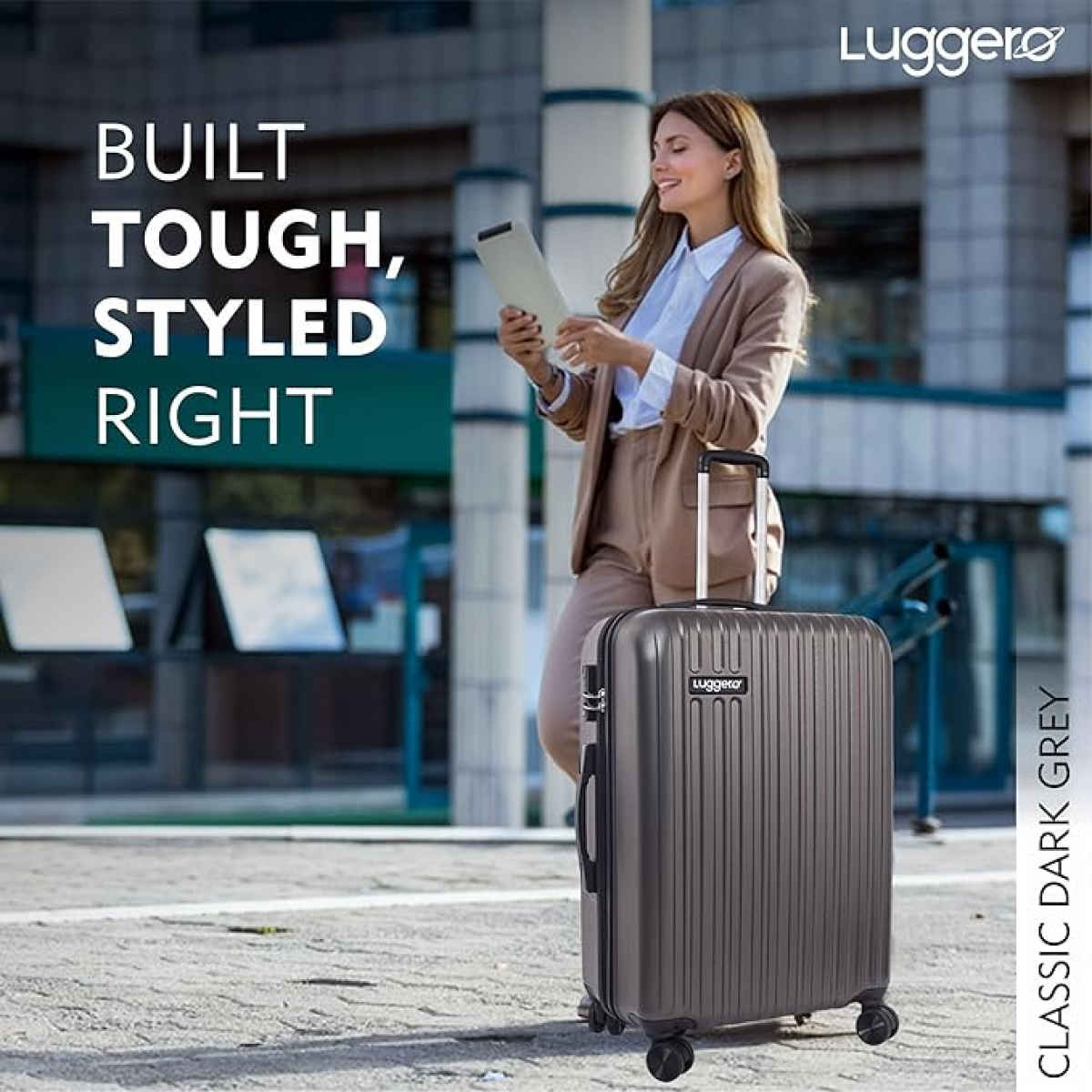 Luggero Classic Trolley Bag | Dark Grey - M