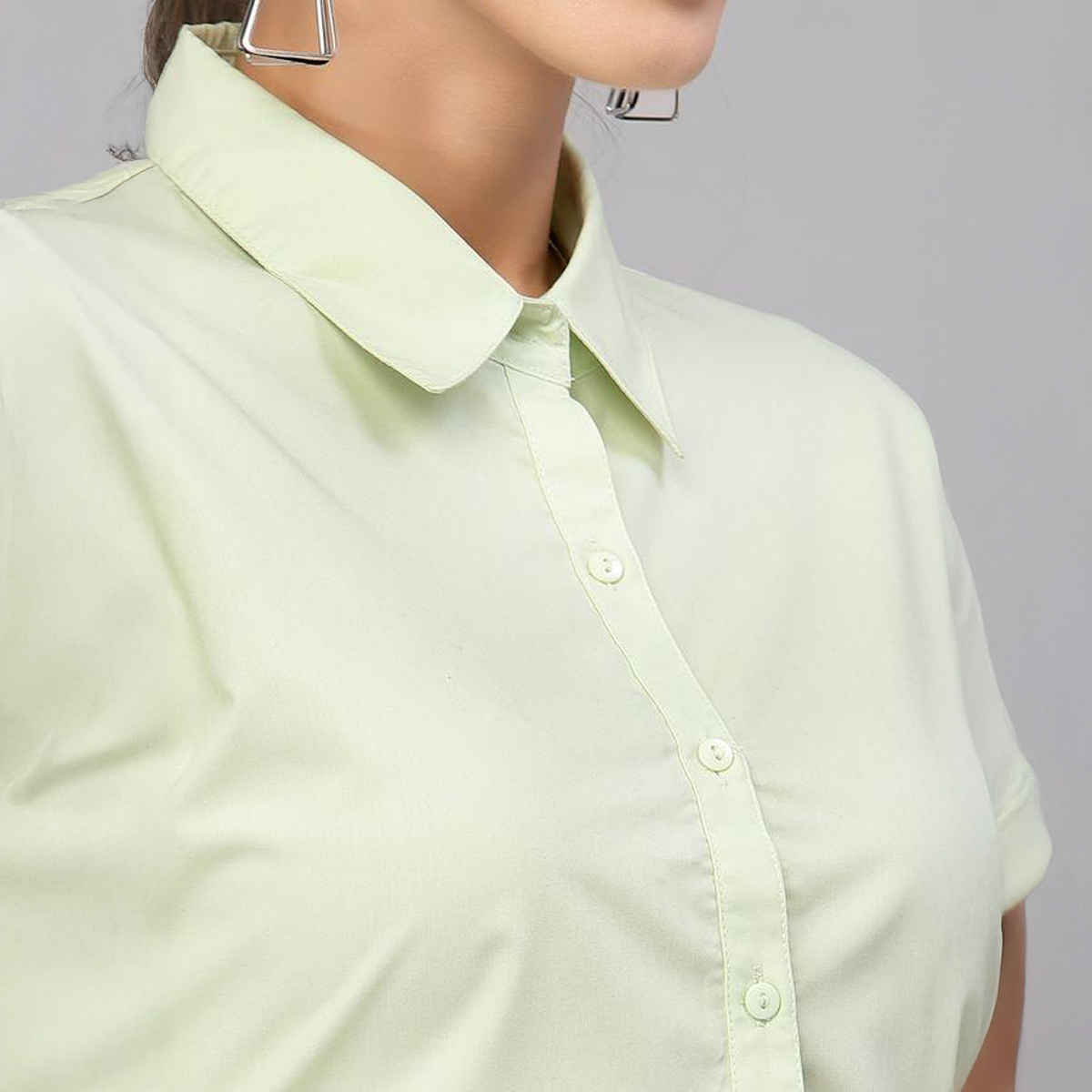 Style Quotient Women Lime Green Solid Classic Formal Shirt-M