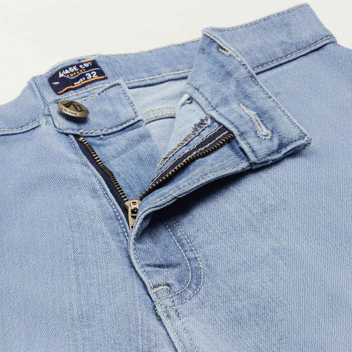 The Indian Garage Co Men | Slim Fit Solid Casual Denim | Ss Blue | 34