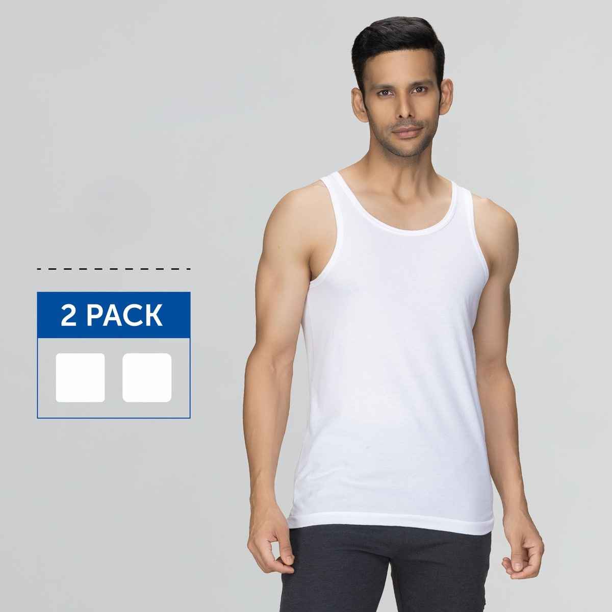 XYXX Men's Cotton Solid Vests Pack of 2, Polar White| XXL