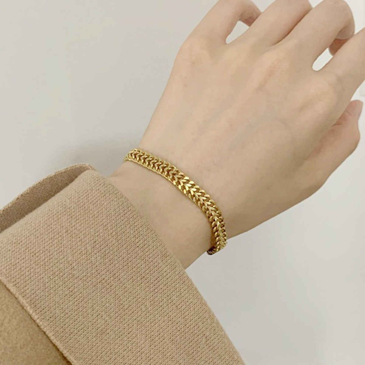 Label She Gold Plated Anti Tarnish Stainless Steel Contemporary Wraparound Bracelet | LS-BNG-16212