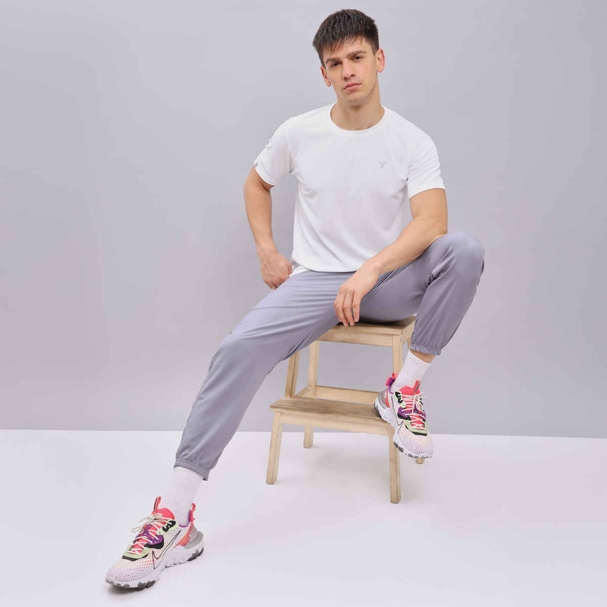 Technosport Men's Poly Solid Slim Fit Round Neck Sports T-shirt | White - 2XL