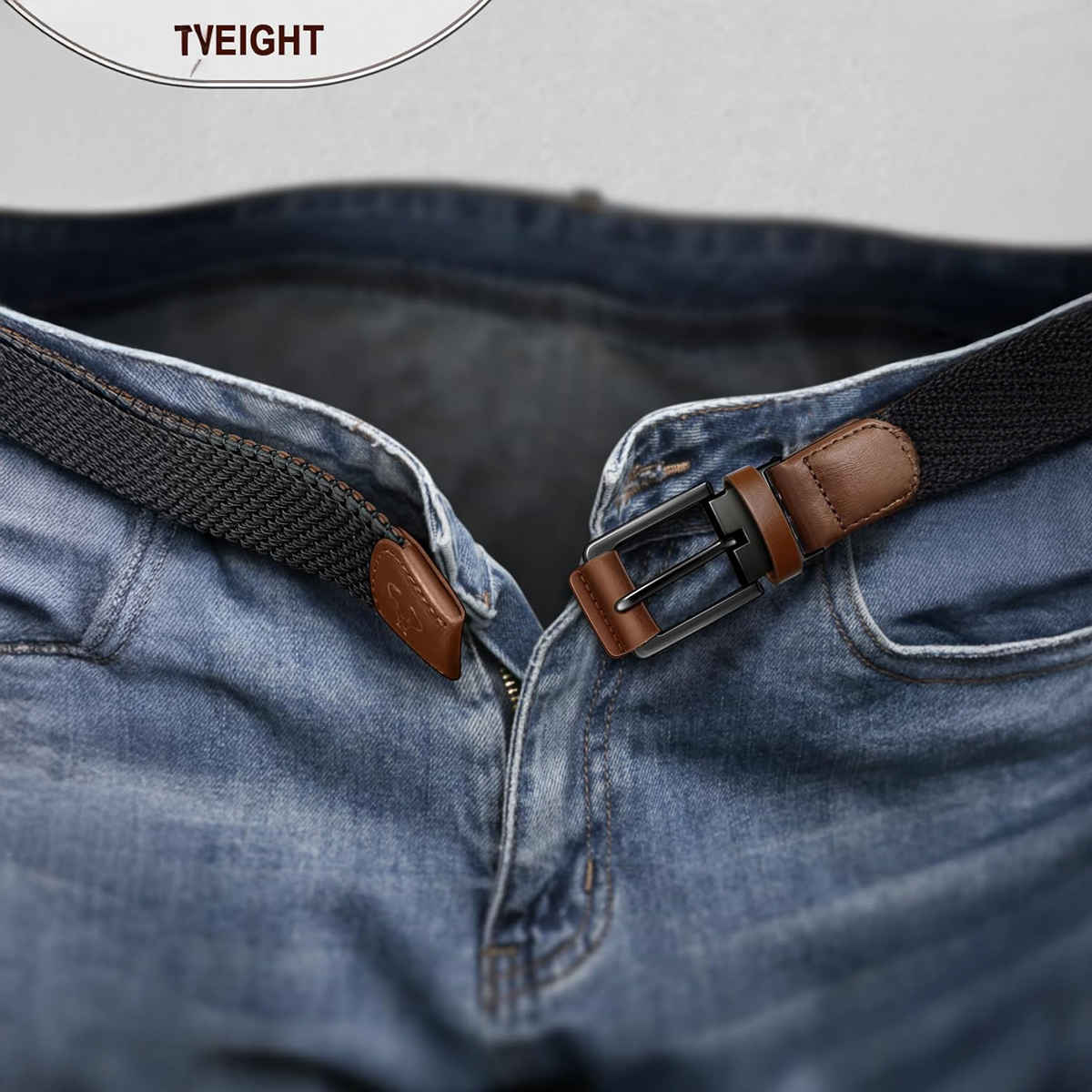 Zoro United Unisex Solid Woven Fabric Belt | Beige and Brown - Free Size