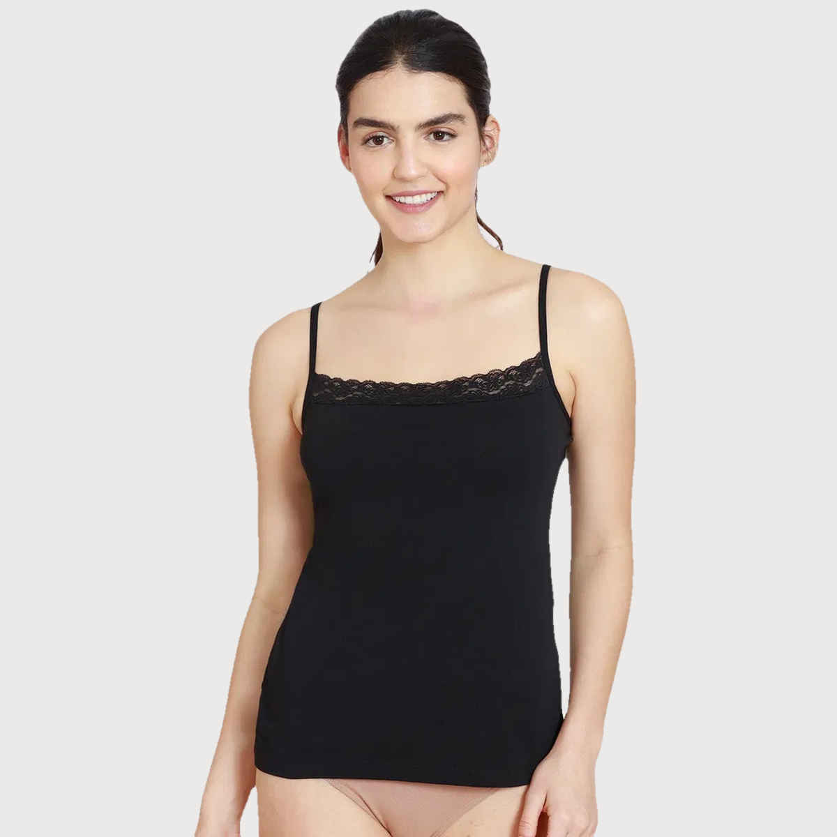 Zivame Women's Knit Cotton Camisole | Black - M