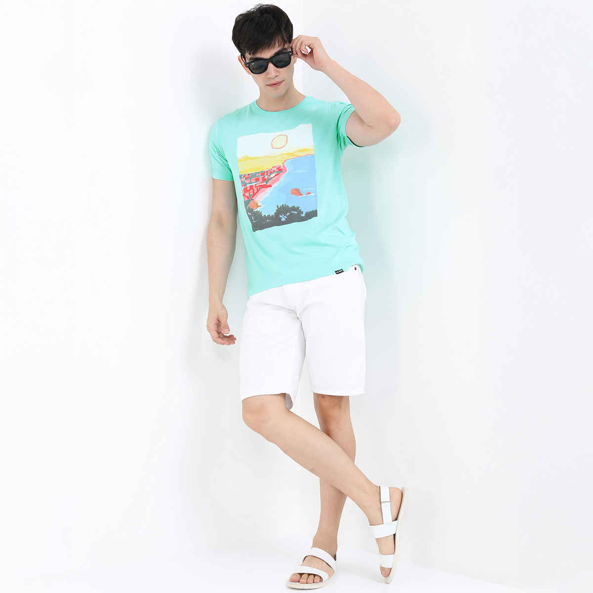 Highlander Men's Printed Round Neck Slim Fit T-shirt | Ocean Wave - S