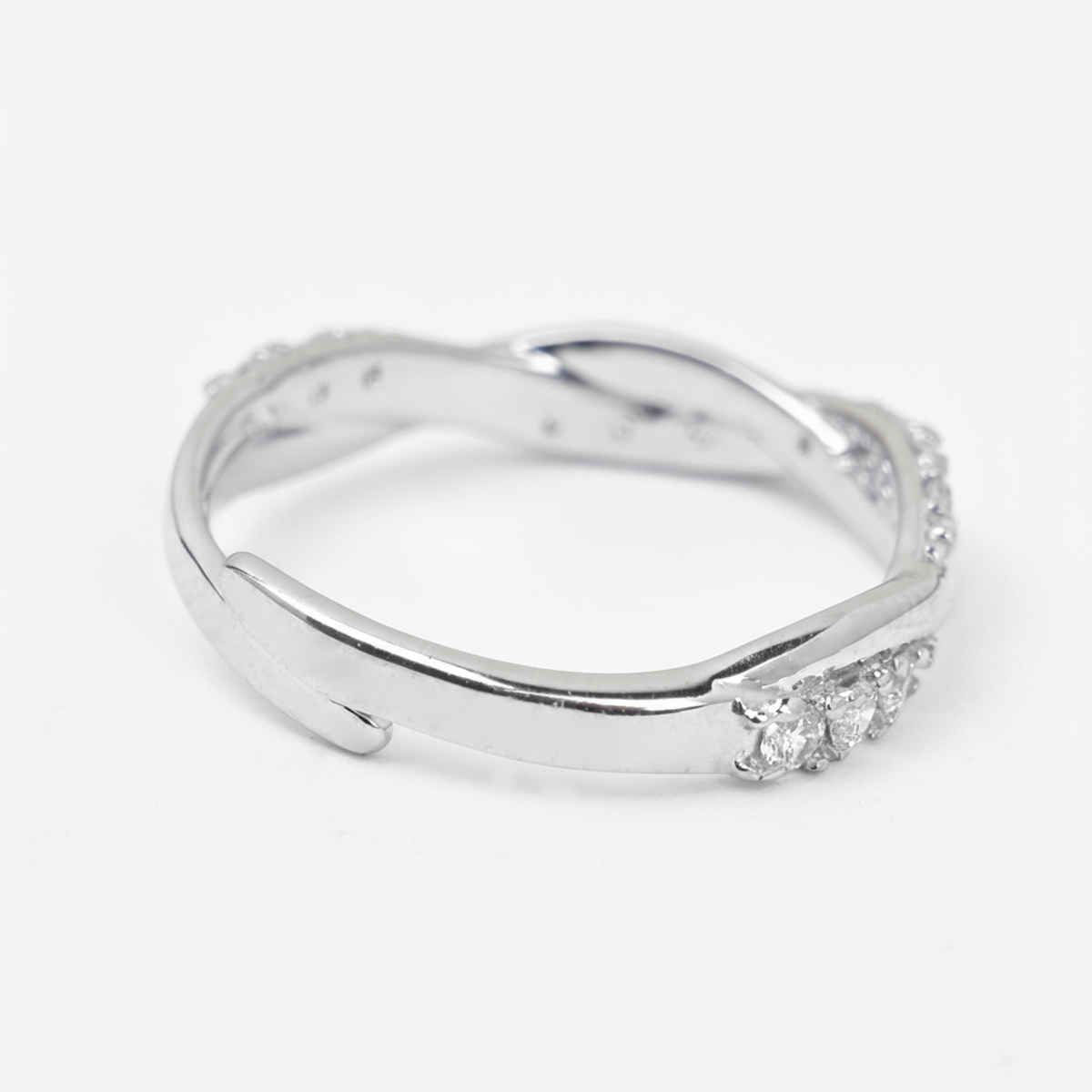 Clara Pure 925 Sterling Silver Twist Finger Ring | Adjustable Band | Swiss Zircon | Rhodium Plated