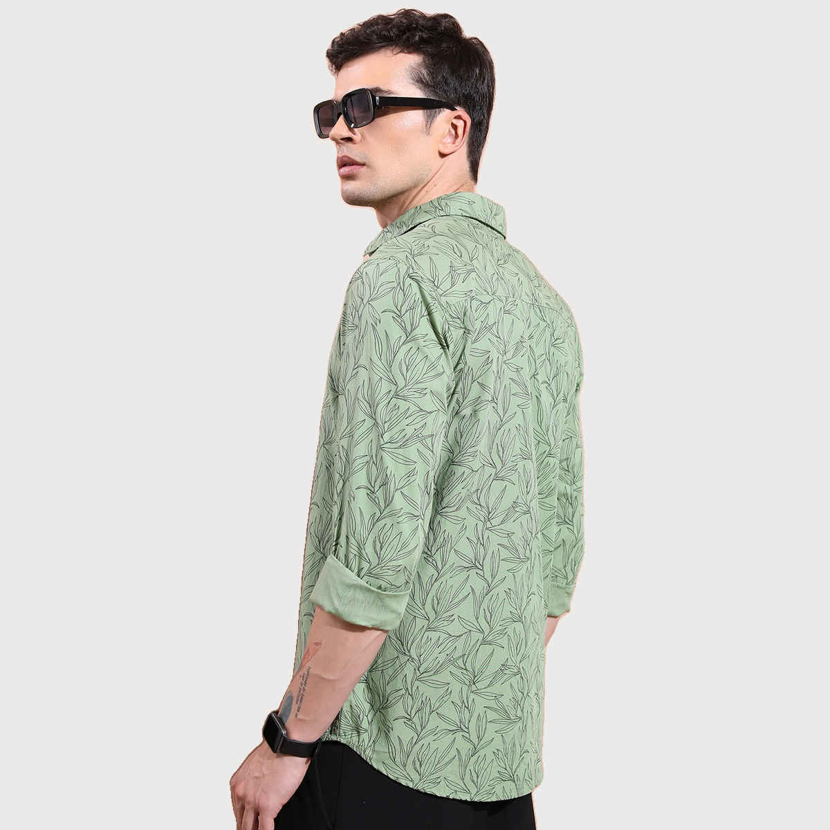 Ketch Men Slim Fit Floral Printed Casual Shirt | Green | XL
