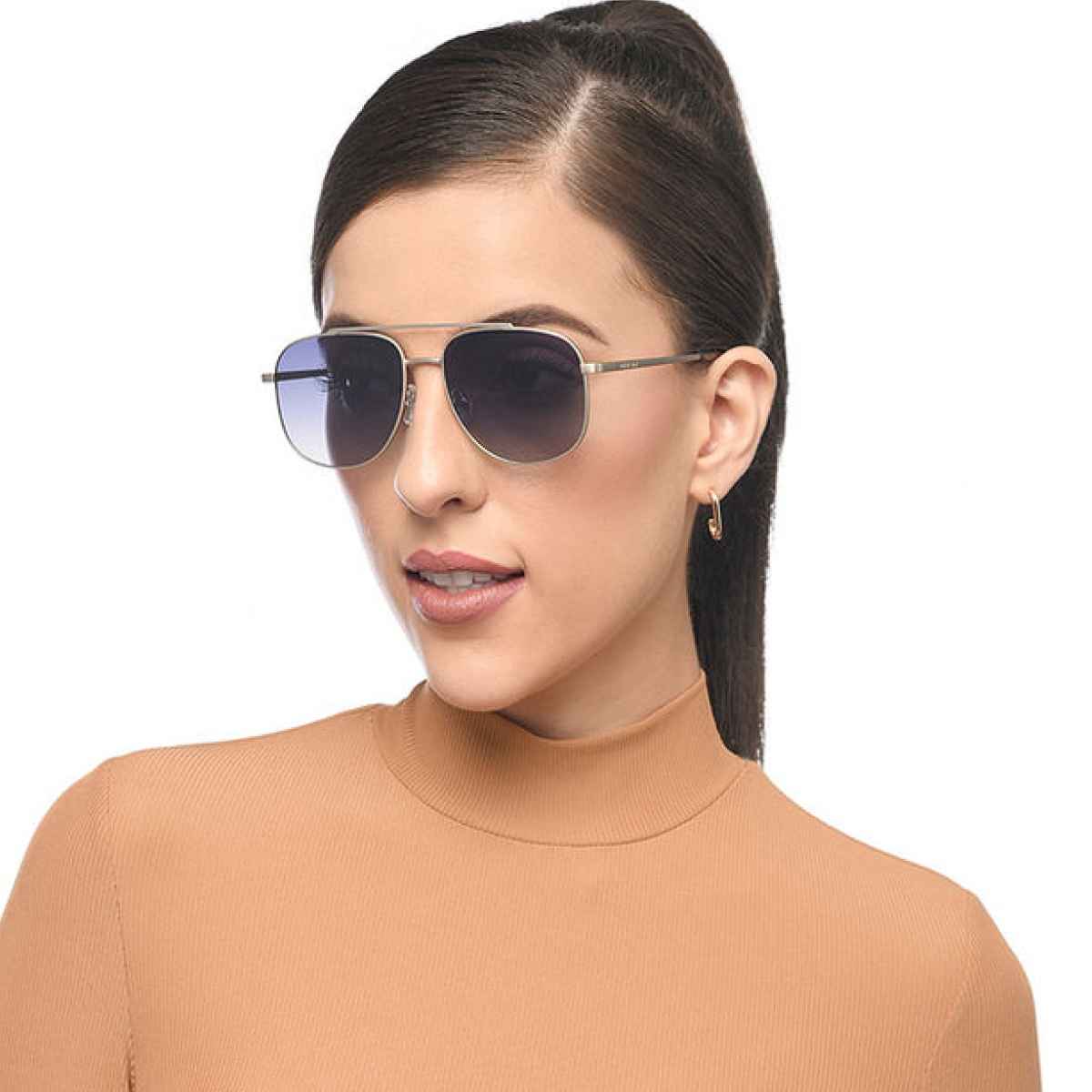 Vincent Chase By Lenskart Unisex Solid Stainless Steel Sunglasses | Black and Gold - L