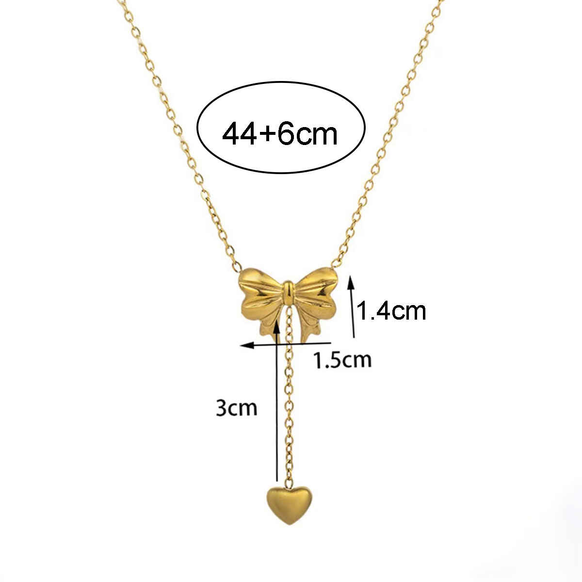 LabelShe Gold Plated Stainless Steel Heart Themed Bow Inspired Necklace | LS-NCK-67028