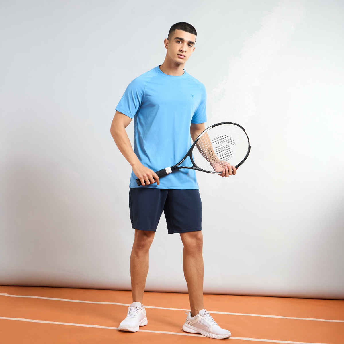 Technosport Men Poly Solid Slim Fit Sports Shorts with TS FLEXI | Navy | M