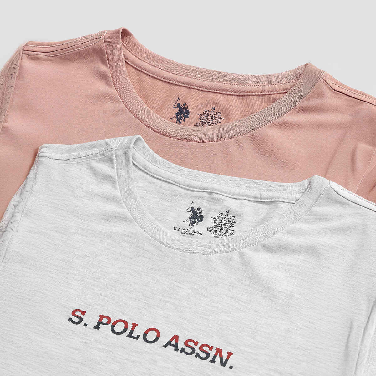U.S. Polo Assn. | T-Shirts | L | Pack of 2 | Pastle Pink and Grey Mel
