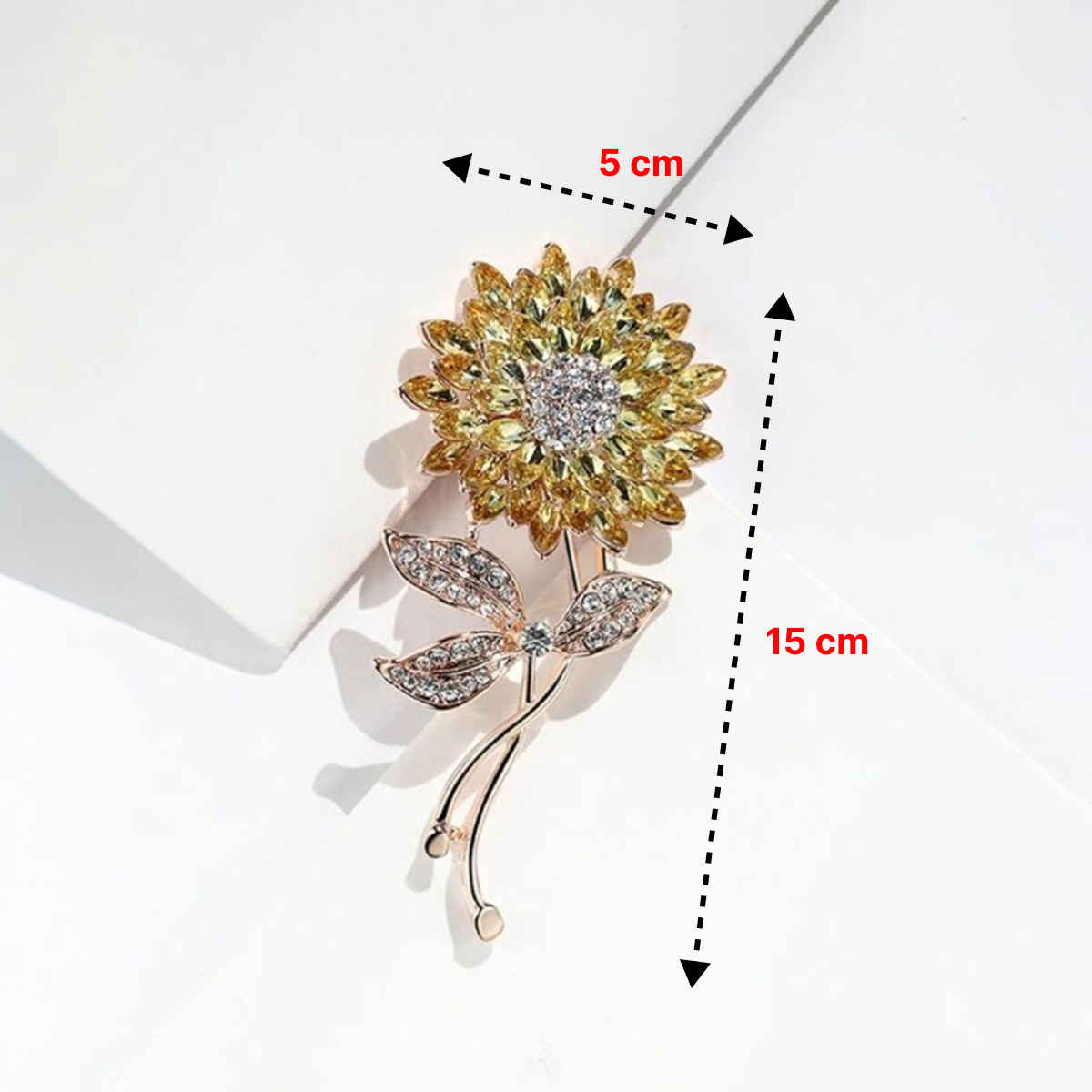 Youbella Collection Floral Jewellery Cubic Zirconia Brooches For Women (Yellow) (Yb - Brooch - 74)