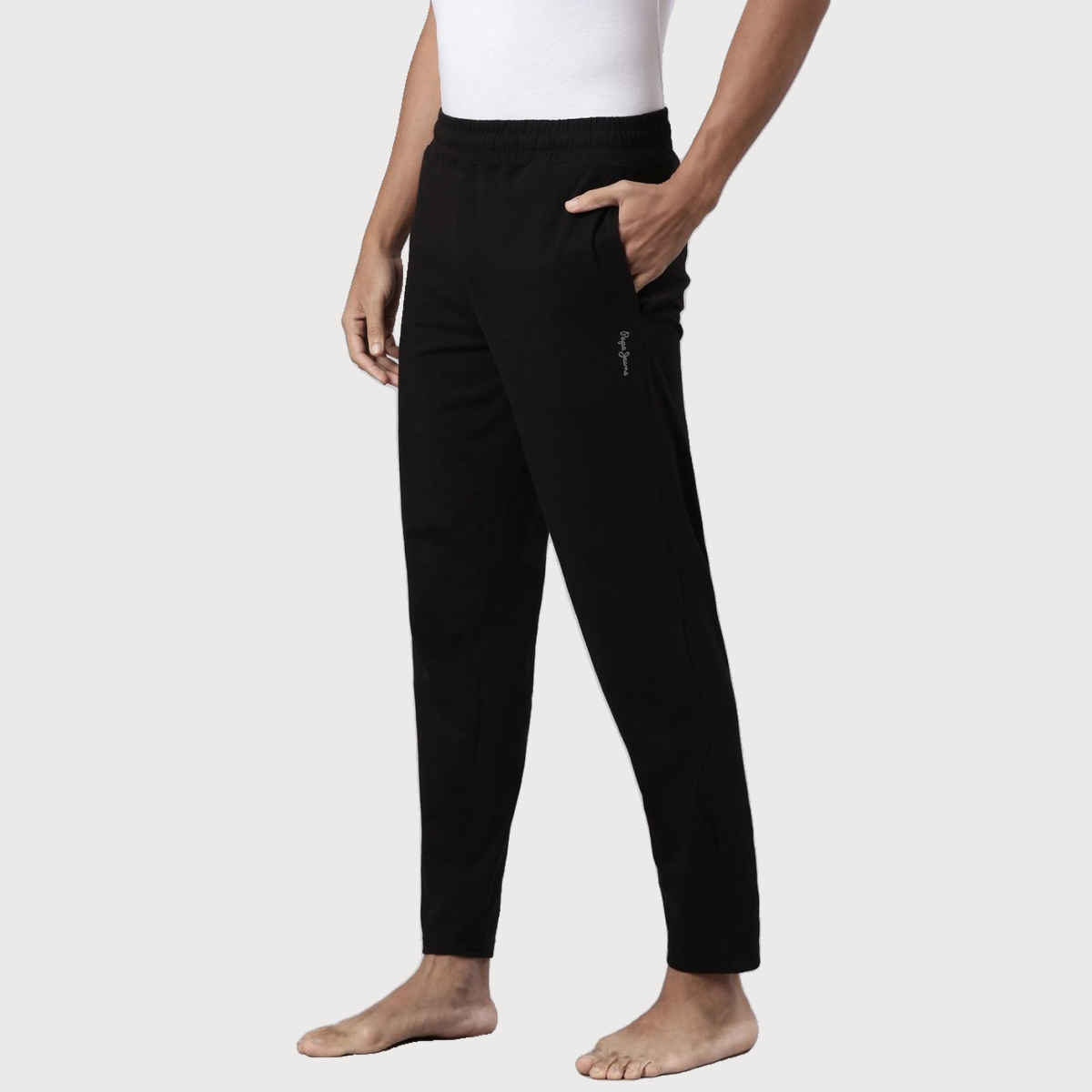 Pepe Jeans Mens Black Slim Fit Track pant - Pack of 1 (L) Comfort Fit, Soft Fabric, Breathable